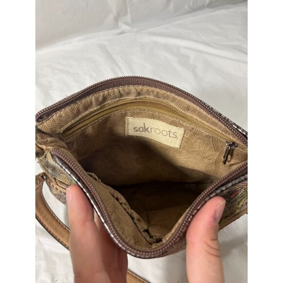 Sakroots Campus Mini Purse Artist Circle Peace Bird Print Crossbody Sequins Jute - Picture 11 of 16